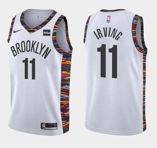 Men's Brooklyn Nets #11 Kyrie Irving White NBA 2019 City Edition Stitched Jersey